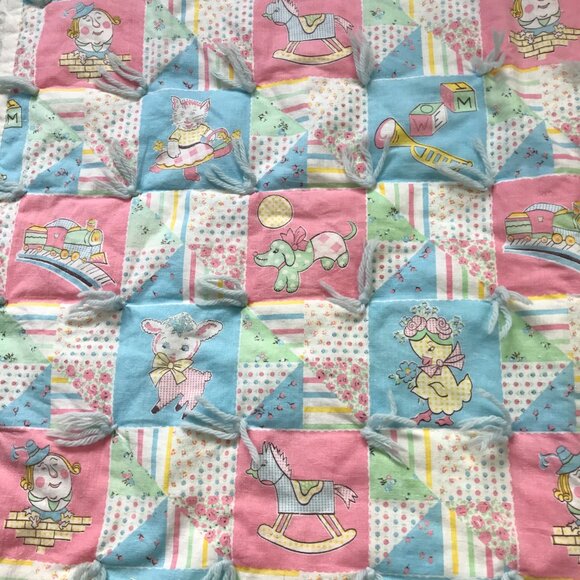 Handmade Vintage Animal Baby‎ Blanket Gender Neutral Measures Approx. 35" by 42" - Picture 9 of 9